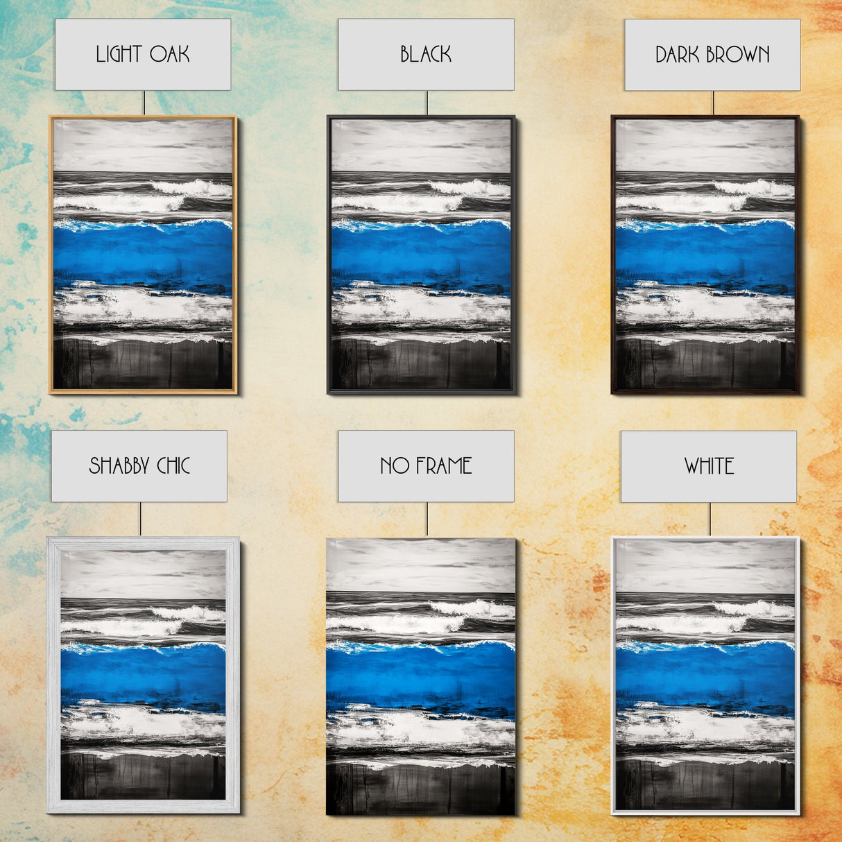 Rolling Waves, Beach Sunset, Blue Ocean, Canvas Print, Coastal Wall Art, Living Room Decor, Nautical Painting, Modern Seascape