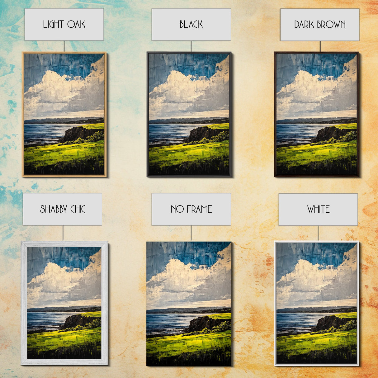 Coastal Cliff Art, Ocean View Print, Nature Landscape Decor, Tranquil Wall Art, Serene Scenery Print, Living Room Art, Framed Canvas Print