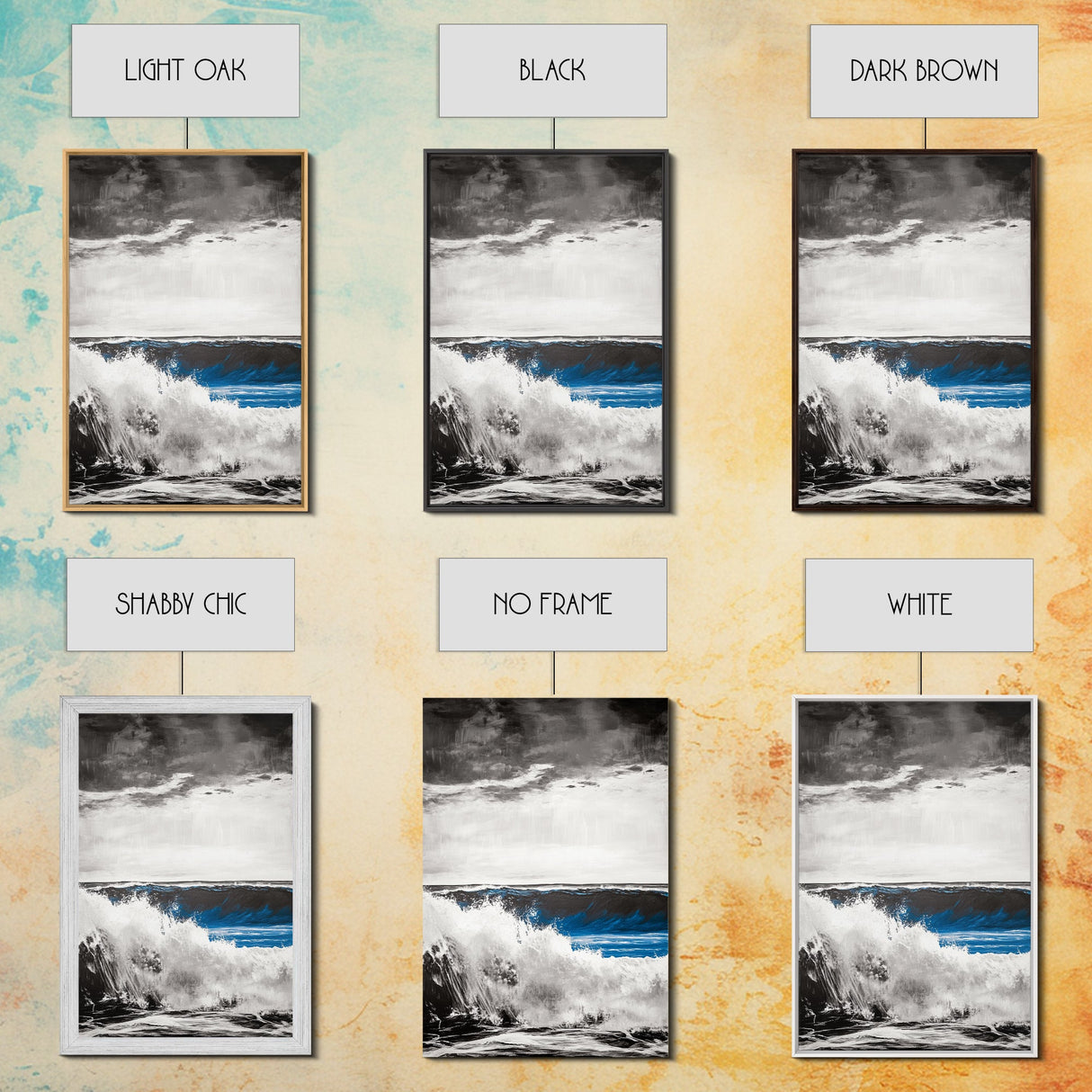 Ocean Wave Art, Monochrome Seascape Print, Coastal Wall Decor, Ocean Scene, Nautical Art, Beach House Print, Framed Canvas Print
