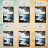 Coastal Shoreline Art, Monochrome Beach Print, Serene Ocean View, Tranquil Seascape Wall Decor, Nautical Art, Framed Canvas Print