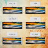 Dramatic Beach Sunset, Golden Coastal Painting, Moody Ocean Wall Art, Vibrant Seascape Print, Tropical Home Decor, Framed Canvas Print