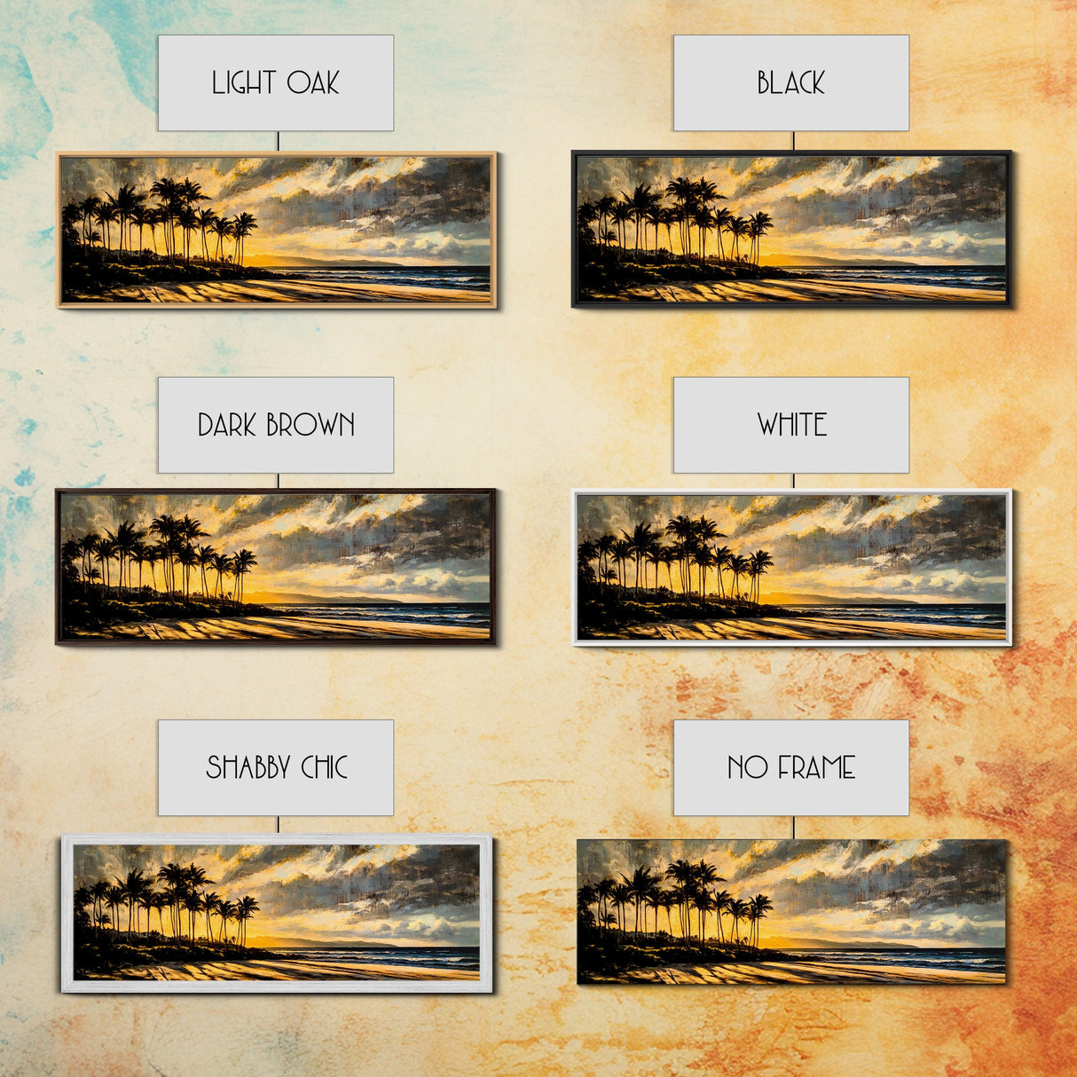 Golden Beach Sunset, Coastal Wall Art, Framed Canvas Print, Tropical Home Decor, Relaxing Seascape, Living Room Wall Art, Ocean Sunset Art