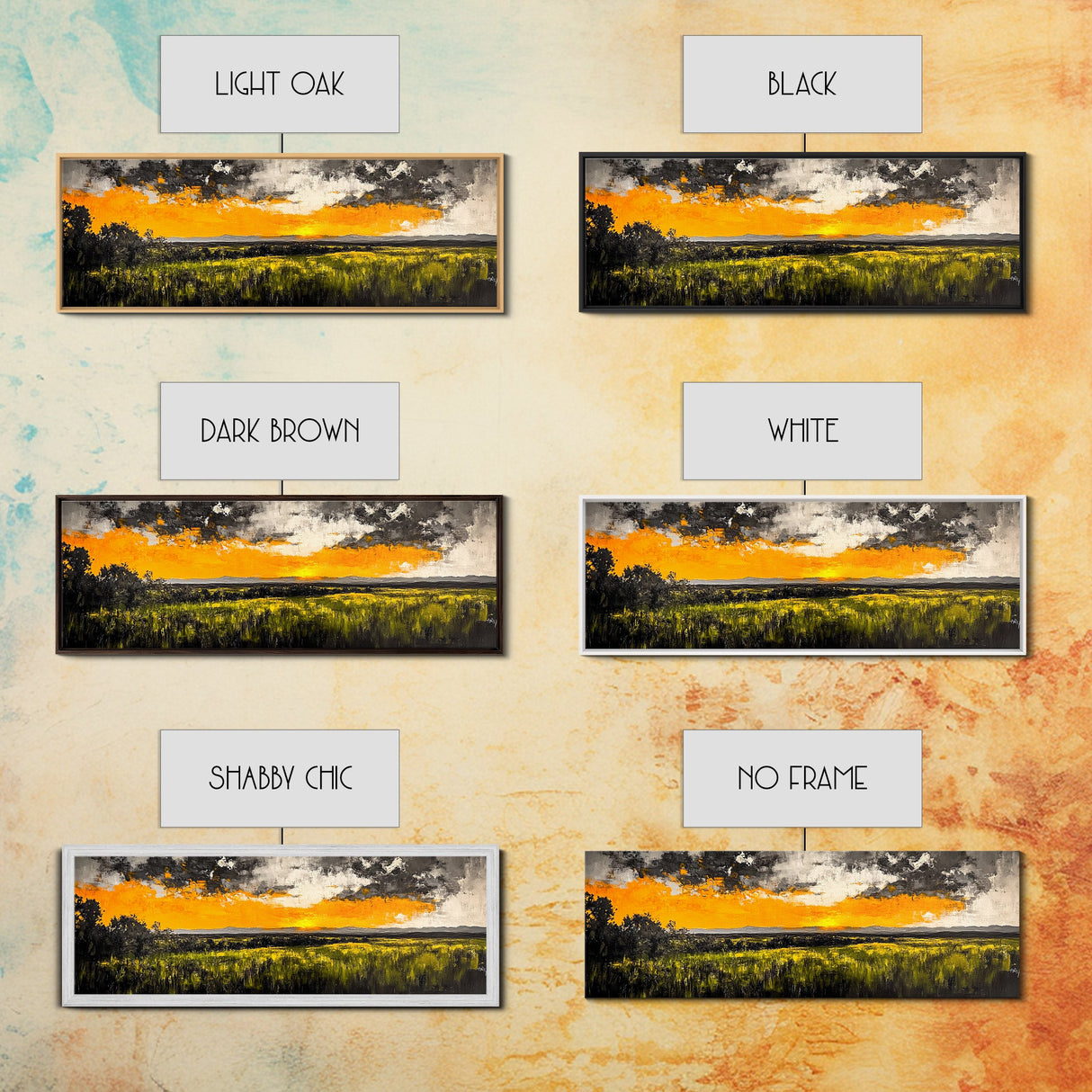 Sunset Landscape, Golden Sky, Framed Canvas Print, Modern Wall Art, Large Landscape Art, Fall Decor, Living Room Art, Rustic Home Decor