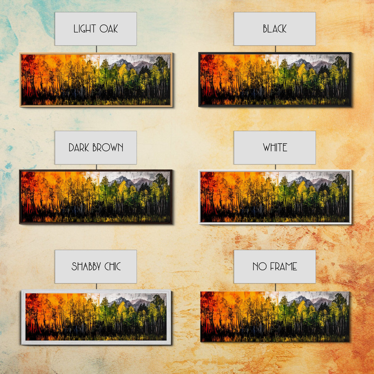 Autumn Trees, Mountain View, Framed Canvas Print, Fall Landscape Art, Rustic Home Decor, Large Wall Art, Warm Color Wall Art
