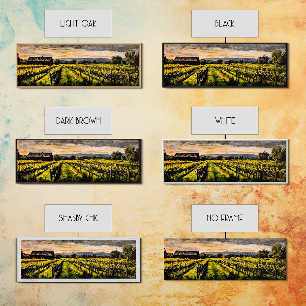 Vineyard Painting, Countryside Art, Framed Canvas Print, Rustic Farmhouse Decor, Landscape Wall Art, Warm Autumn Colors, Dining Room Art