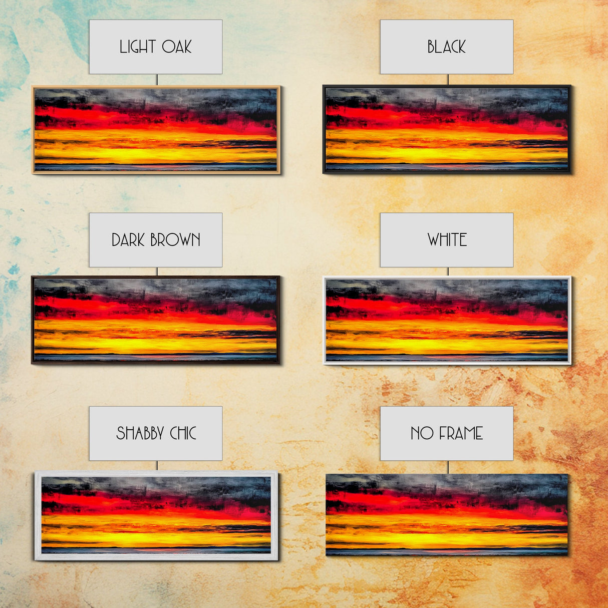 Fiery Sunset, Dramatic Sky, Framed Canvas Print, Ocean Horizon, Vibrant Home Decor, Contemporary Sunset Art, Bedroom Wall Art