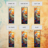 Ocean Wave, Sunset, Splash - Framed Canvas Print coastal wall art, colorful seascape decor, vibrant wave art, living room beach painting