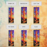 Fire Dusk, Mountains Vibrant – Scenic Bonfire Painting, Vibrant Nature Decor, Framed Canvas Print, Autumn Outdoor Living Room Art
