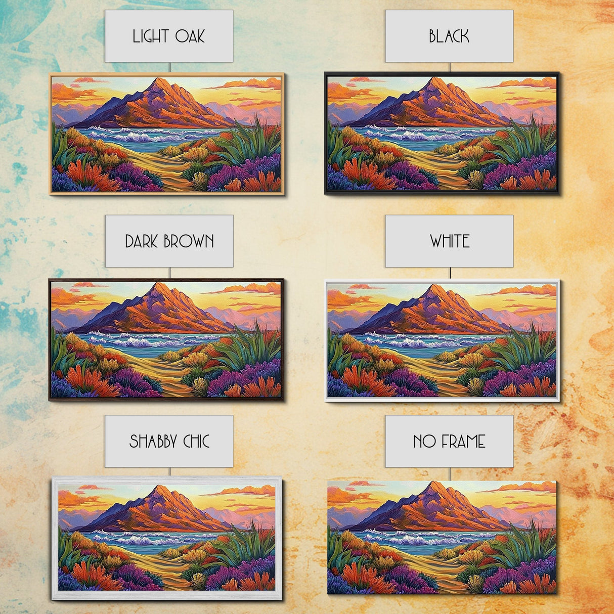 Mountains Waves, Path, Sunset Landscape Canvas Print, Colorful Nature Wall Art, Southwest Bedroom Decor, Autumn Art Style