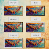 Hammock, Relax, Tropical, Sunset, Framed Canvas Print, Vibrant tropical vibes, beachy boho wall art, bedroom or sunroom decor