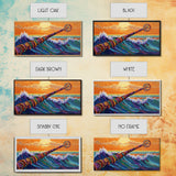 Waves, Surf, Nautical, Bold, Framed Canvas Print, Colorful seascape painting, ocean surf art, beach house living room wall decor