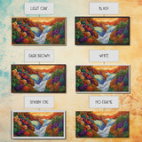 Sunset Waterfall, Vibrant Jungle, Tropical Landscape, Framed Canvas Print, Boho Wall Art, Bathroom or Bedroom Decor, Nature Painting