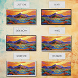 Island Sunset, Mountain Horizon, Ocean Glow, Framed Canvas Print, Bold Wall Art, Bedroom or Office Decor, Tropical Paradise Painting