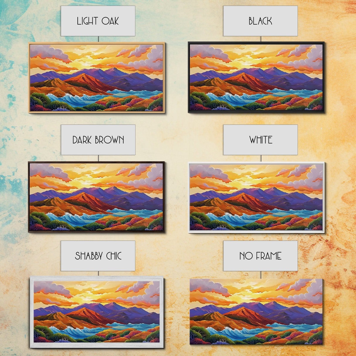 Sunset Ridge, Ocean Breeze, Autumn Mountains, Canvas Print, Warm Fall Wall Art, Rustic Living Room, Earthy Nature Artwork