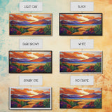 Sunset Desert, Mountains, Canvas Print, Vibrant desert landscape art with sunset sky and mountains, perfect Living Room Wall Art