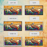 Pelican, Waves Tropical, Canvas Print, Bright tropical pelican artwork with ocean waves and foliage, great Bathroom Wall Art