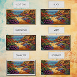 Colorful Beach, Pathway, Painting, Framed Canvas Print vibrant coastal trail wall decor, tropical beach boho art, hallway accent
