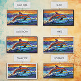 Dolphin Ocean, Sunset, Vibrant, Jumping Dolphin Canvas Print, Beach House Wall Art, Vibrant Ocean Scene, Kids Room Decor, Summer Art