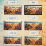 Beach Floral, Sunset, Cactus, Vibrant Desert Coastal Pathway Canvas Print, Entryway Wall Art, Boho Style Art, Tropical Beach Wall Decor