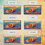 Seashell Ocean, Beach, Canvas Print, Nautical Bathroom Wall Art, Coastal Shell Decor, Vibrant Marine Painting, Seaside Home Style