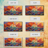 Waves Sunset, Abstract, Framed Canvas Print, Bold Ocean Explosion Art, Colorful Modern Wall Decor, Coastal Vibe Art Piece