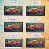 Colorful Fish, Wall, Art, Framed Canvas Print, Boho ocean wall decor, coastal bathroom wall art, whimsical undersea painting kitchen