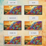 Colorful Feather, Design, Sunset, Framed Canvas Print, southwest wall art, abstract boho style, living room wall art, desert tones