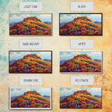 Autumn Hill, Landscape, Framed Canvas Print, Colorful Fall Mountain Scene, Cozy Autumn Wall Decor, Rustic Living Room Art