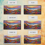 Sunset Ocean, Garden, View, Framed Canvas Print, coastal sunset wall art, tropical flowers, beach décor, boho landscape, living room