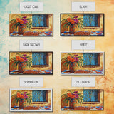 Flowers Pottery, Window, Still Life, Canvas Print, vibrant floral still life wall art, Mexican pottery, rustic kitchen décor