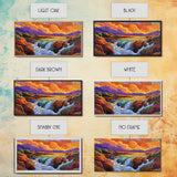 Sunset, Waterfall, Mountains, Autumn, Framed Canvas Print, Mountain sunset wall decor, autumn river art, rustic boho living room art