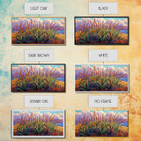 Wheat Grasses, Coastal, Sunrise, Canvas Print rustic boho kitchen wall art, country field beach decor, nature inspired autumn artwork