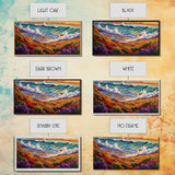 Wave Shoreline, Sunset Painting, Framed Canvas Print, vibrant crashing ocean waves, colorful rocks, Coastal Wall Art, tropical art