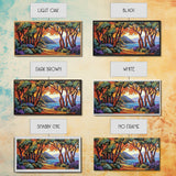 Trees Autumn, Ocean Trail, Canvas Print, Fall landscape, trees leading to ocean view, colorful palette, Living Room Wall Art