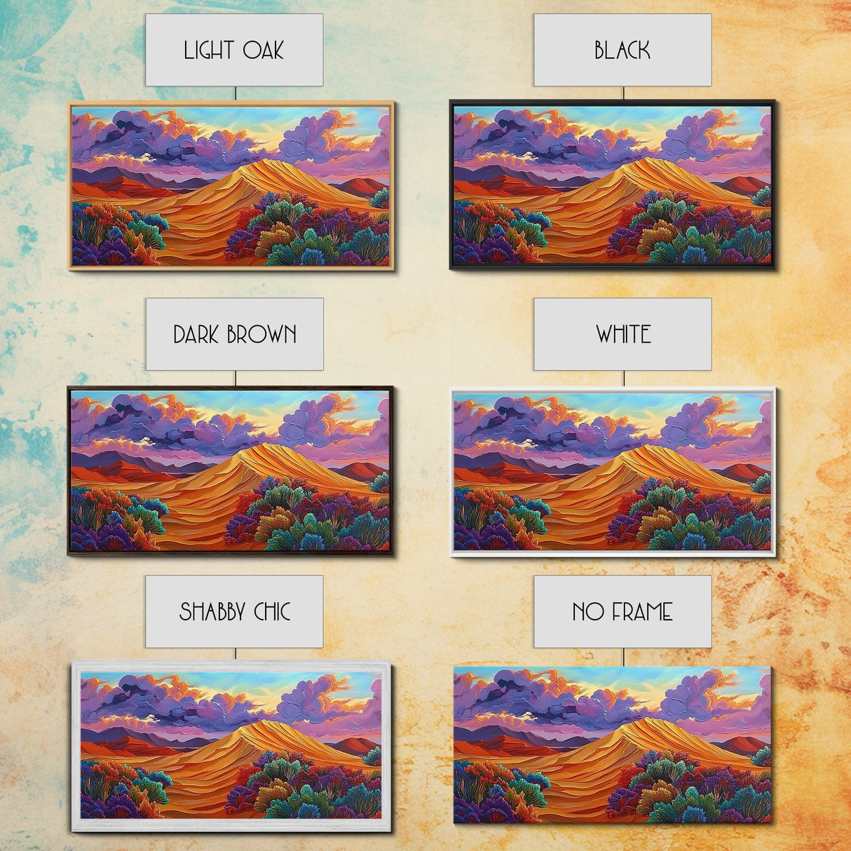 Sand Mountain, Clouds Sunset, Canvas Print, vibrant desert, mountain landscape, dusk dramatic sky, Autumn Decor, Boho Living Room