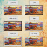 Sunset Beach, Wagon, Vibes, Coastal boho decor, colorful ocean art, Canvas Print, beach house wall art, living room sunset painting