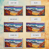 Surf Shoreline, Rocks, Sunset, Vibrant coastal Canvas Print, wave crashing beach art, living room ocean scene, colorful boho seascape