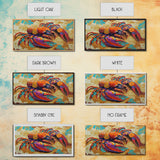 Lobster Coastal, Bold, Framed Canvas Print, Vibrant abstract lobster on sandy background, Nautical Kitchen Decor, Bold Coastal Wall Art