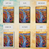 Ocean Tidepool, Rainbow, Shoreline, Canvas Print vivid shoreline tidepool painting, colorful abstract coastal artwork, ocean bathroom wall art