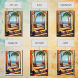 Swing Ocean, Tropical, Archway, Framed Canvas Print, Beach retreat wall art, vibrant tropical decor, Bedroom or Bathroom Wall Art