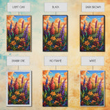 Vibrant Autumn, Blooms, Landscape, Framed Canvas Print, Bright Wildflower Artwork, Living Room Wall Art, Colorful Fall Floral Boho Painting