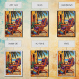 Chair Blanket, Breeze, Shore, Canvas Print, beach chair art, coastal boho decor, sunny retreat wall art, tropical relaxation, porch vibes