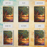 Sunset Tree, Roots, Mangrove Tree Wall Art, Spiritual Nature Decor, Zen Meditation Room Accent, Framed Canvas Print