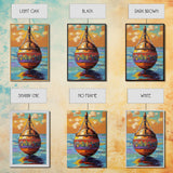 Buoy Sea, Sunset, Nautical Ocean Wall Art, Beach House Decor, Coastal Colorful Accent, Tropical Framed Canvas Print