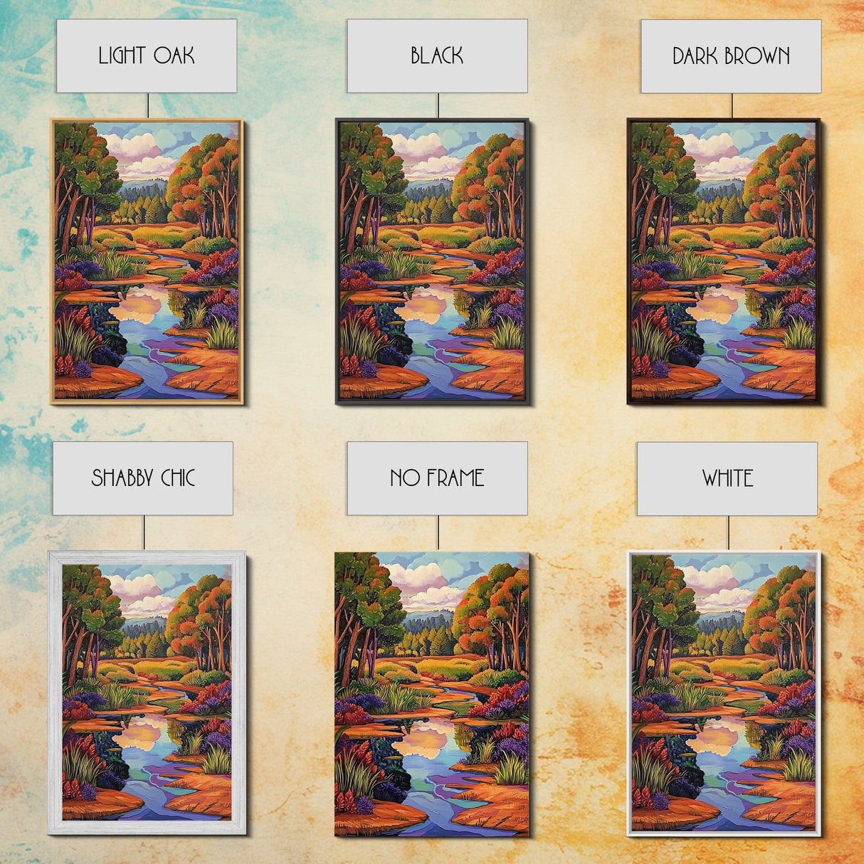 Autumn Trees, Reflection, Canvas Print, Fall forest scene, living room art, nature inspired decor, woodland painting, cozy autumn vibes