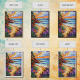 Coastal Sunset, Tropical Beach, Colorful Seascape, Ocean Art, Framed Canvas Print, Vibrant wall decor, Bathroom Wall Art, boho art