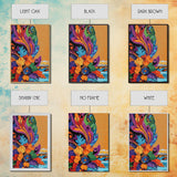 Fiesta Flower, Southwest Pattern, Mexican Style, Bright Floral, Framed Canvas Print, Kitchen Wall Art, folk boho art, vibrant decor