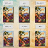 Mountain Path, Sunset Horizon, Autumn Landscape Wall Art, Canvas Print, Living Room Accent, Vibrant Fall Nature Scene, Outdoor Inspired Decor