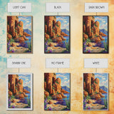 Desert Cliffside, Ocean View, Nature Painting, Colorful Landscape, Living Room Wall Art, Framed Canvas Print, Southwest Home Decor