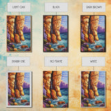 Canyon Waterfall, Ocean Cliffs, Nature Escape, Rugged Landscape, Fall Season Decor, Living Room Wall Art, Framed Canvas Print